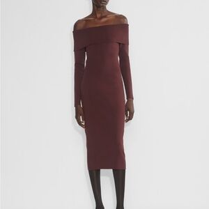 Babaton Sculpt Knit Section Dress in Rich Maroon